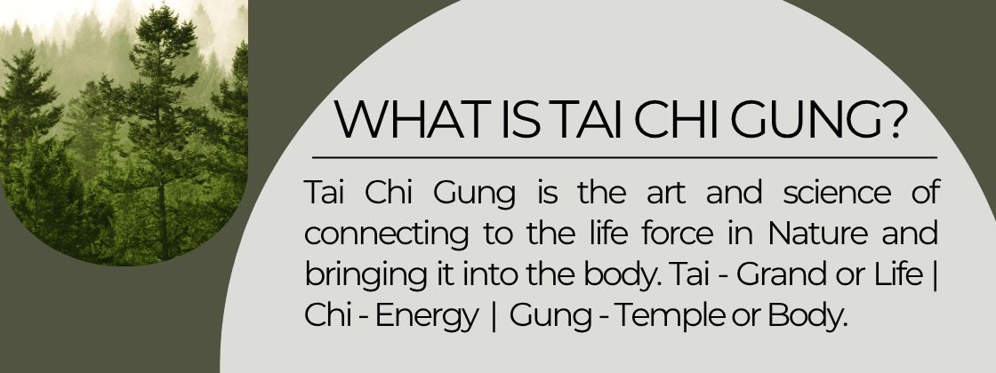 What is Tai Chi Gung? Tai Chi Gung is the art and science of connecting to the life force in Nature and bringing it into the body. Tai - Grand or Life | Chi - Energy | Gung - Temple or Body.